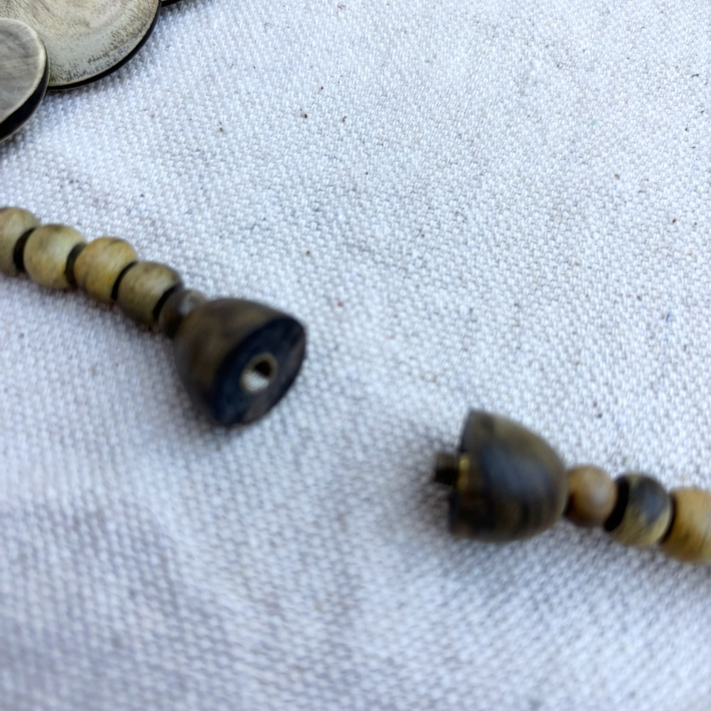 Vintage Bohemian MCM Mid Century Polished Blonde Wood‎ Disc Beaded Necklace - Picture 9 of 9